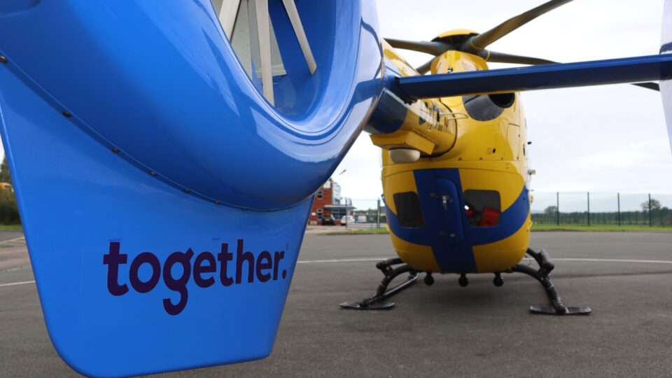 Together logo on the back of the charity's helicopter